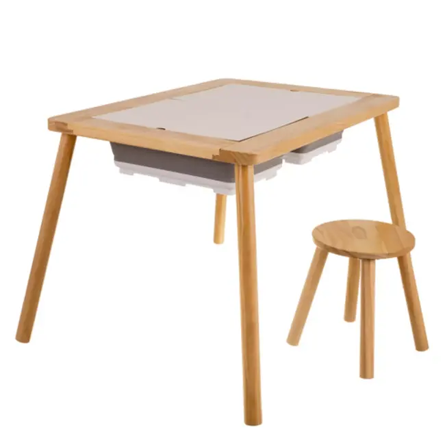 Kruzzel houten sensorische tafel met stoel – Montessori zand- en watertafel XL voor kinderen vanaf 3 jaar
