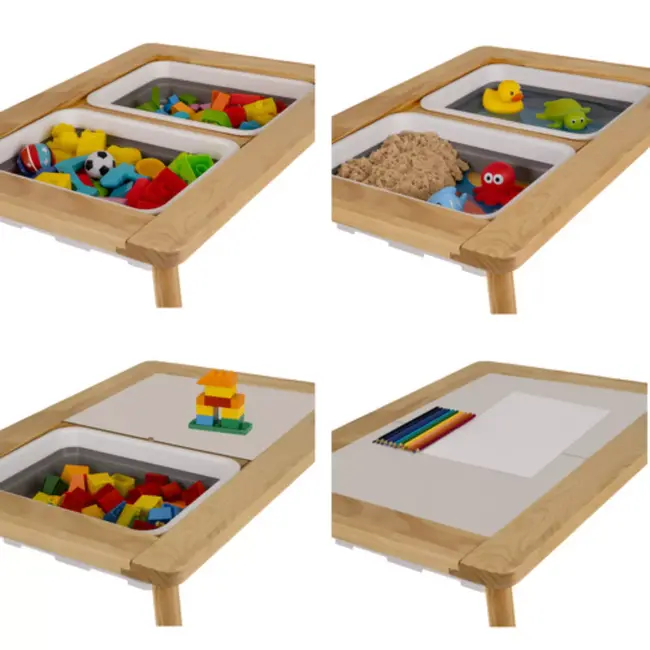 Kruzzel houten sensorische tafel met stoel – Montessori zand- en watertafel XL voor kinderen vanaf 3 jaar