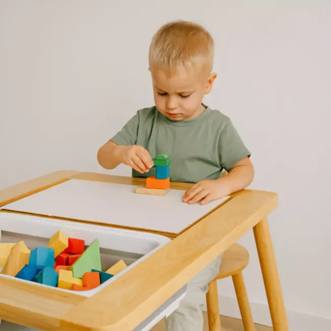 Kruzzel houten sensorische tafel met stoel – Montessori zand- en watertafel XL voor kinderen vanaf 3 jaar