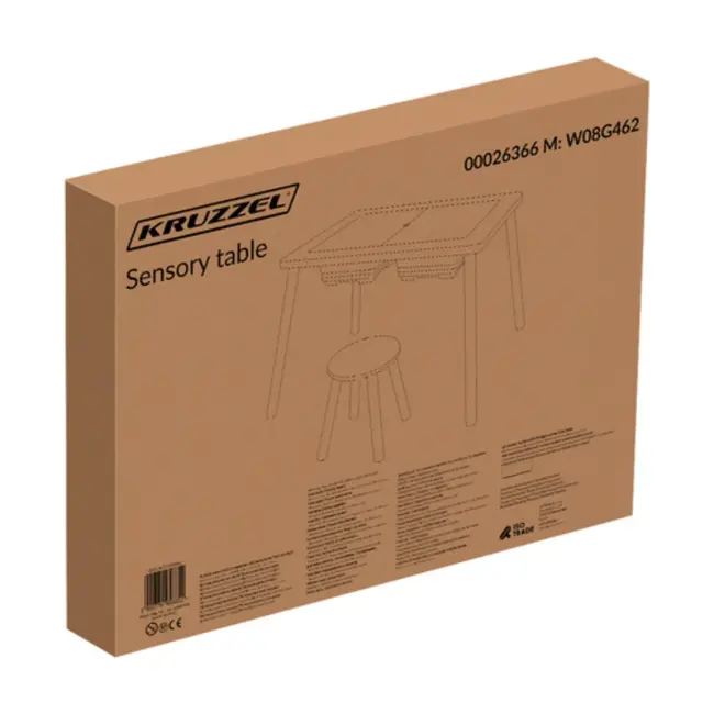 Kruzzel houten sensorische tafel met stoel – Montessori zand- en watertafel XL voor kinderen vanaf 3 jaar