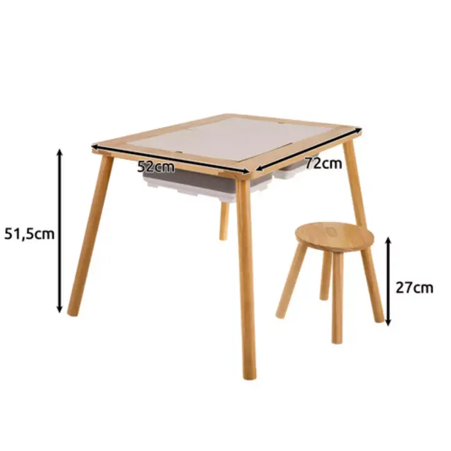 Kruzzel houten sensorische tafel met stoel – Montessori zand- en watertafel XL voor kinderen vanaf 3 jaar