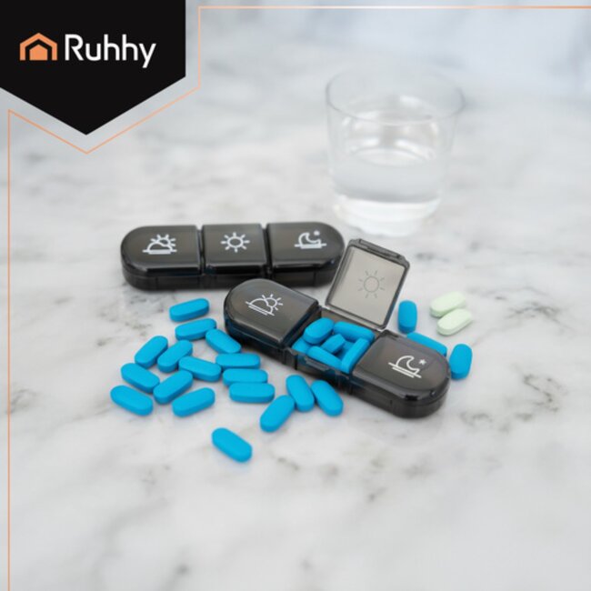 Ruhhy medicatie organizer 7 dagen – pillendoos met vakjes voor ochtend en avond