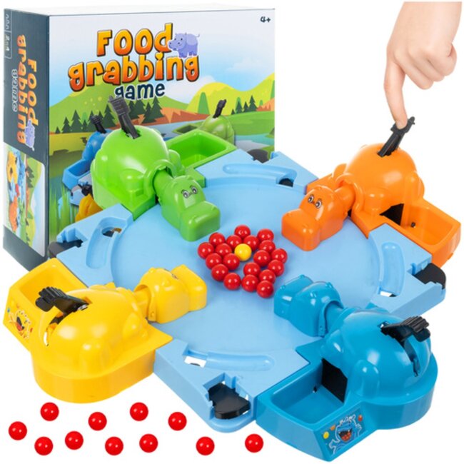 Ruhhy  Hungry Hippos arcade spel – klassiek familiespel met kleurrijke nijlpaarden en balletjes
