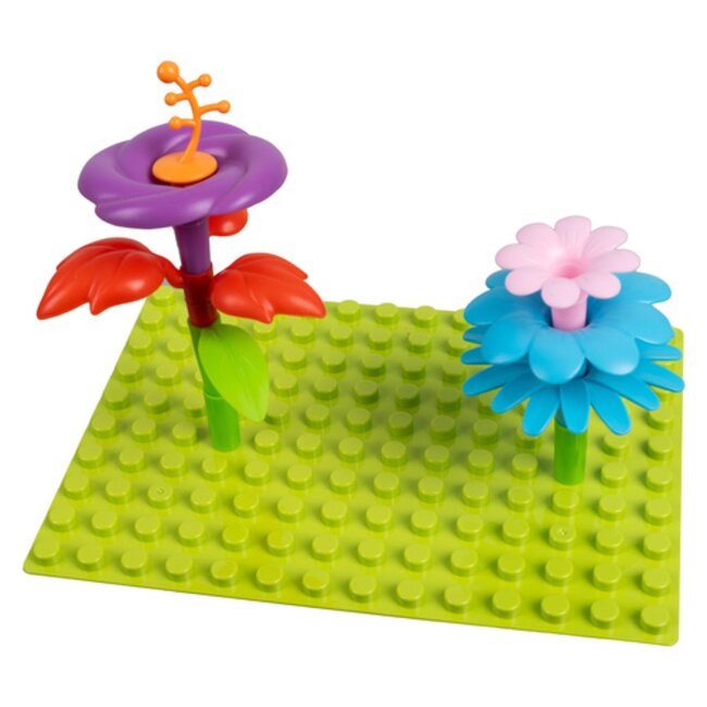 Kruzzel Bloemen bouwset 139-delig – kleurrijk constructiespeelgoed met koffer op wieltjes