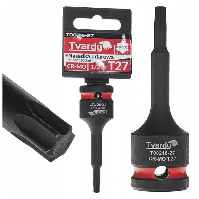 Tvardy Slagdop torx T25 - chroom-molybdeenstaal - voor slagmoersleutels - 12,7 mm vierkant - zwart - auto-industrie en montage van staalconstructies