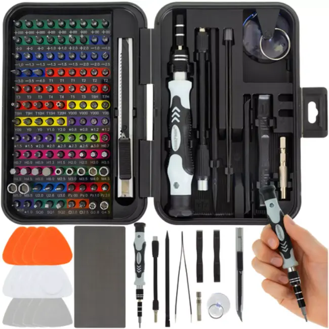 Bigstren 133-delige precisie gereedschapset met 108 CRV bits, magnetisch matje en flexibele verlenging voor elektronica en horloges