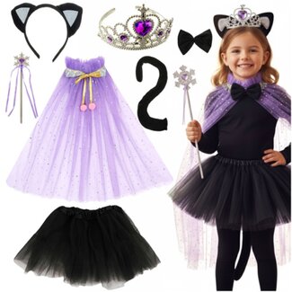 Kruzzel Prinsessen verkleedset met cape, tutu, kroon en toverstaf – 7-delig kostuum voor kinderen