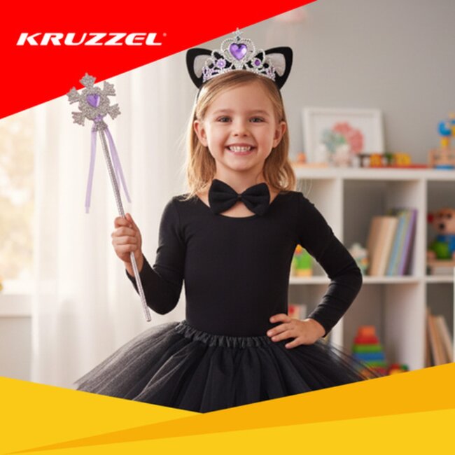 Kruzzel Prinsessen verkleedset met cape, tutu, kroon en toverstaf – 7-delig kostuum voor kinderen