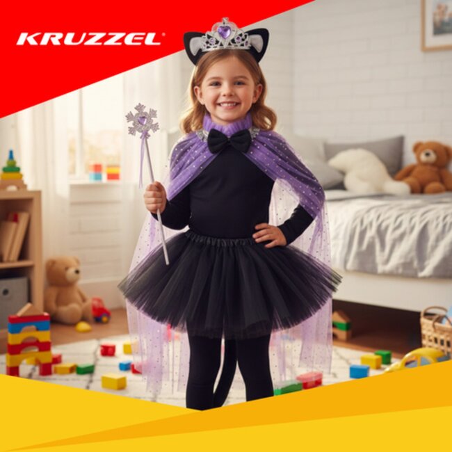 Kruzzel Prinsessen verkleedset met cape, tutu, kroon en toverstaf – 7-delig kostuum voor kinderen