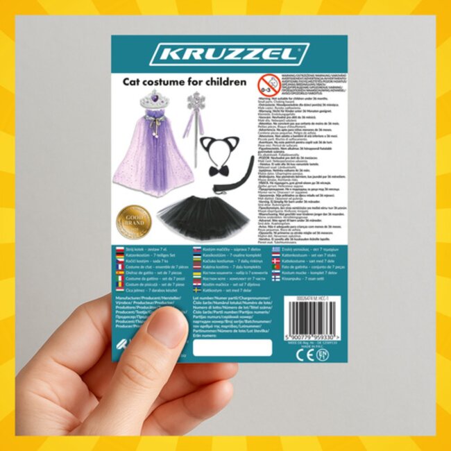 Kruzzel Prinsessen verkleedset met cape, tutu, kroon en toverstaf – 7-delig kostuum voor kinderen