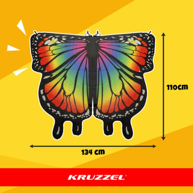 Kruzzel Vlinder verkleedset kinderen met regenboog vleugels, masker en antennes – 3-delig kostuum