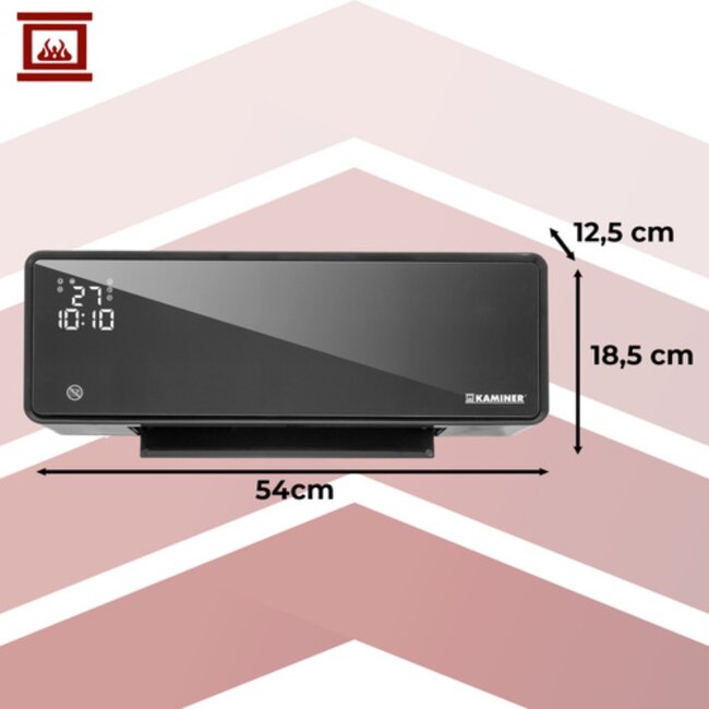 Kaminer Elektrische wandverwarming met LED-display, afstandsbediening en app – compacte energiezuinige muurverwarming