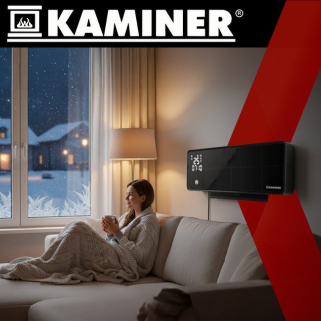 Kaminer Elektrische wandverwarming met LED-display, afstandsbediening en app – compacte energiezuinige muurverwarming