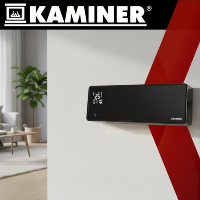 Kaminer Elektrische wandverwarming met LED-display, afstandsbediening en app – compacte energiezuinige muurverwarming