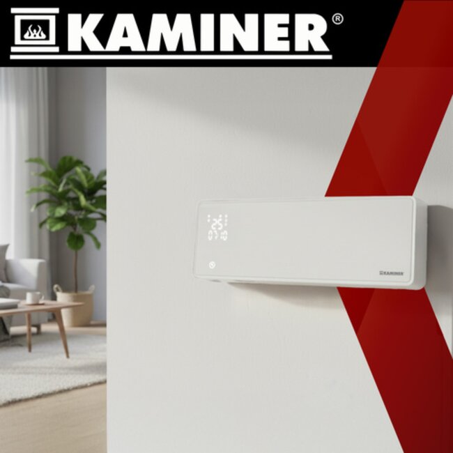 Kaminer Witte elektrische wandverwarming met LED-display, afstandsbediening en app – compacte energiezuinige muurverwarming