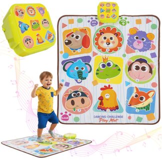 Kruzzel Interactieve dansmat 82 x 65 cm met muziek en dieren – educatieve speelmat voor peuters en kleuters