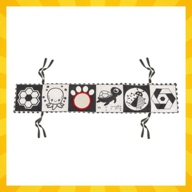 Kruzzel Zwart-wit baby voelboek – zacht contrast boekje met dieren en vormen voor sensorische stimulatie