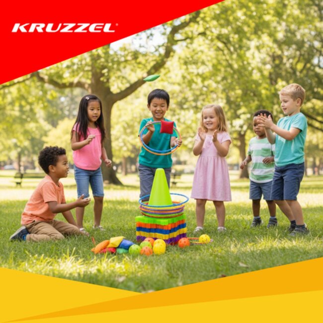 Kruzzel Werpspel voor kinderen – kleurrijke set met pionnen, ringen, ballen en zakjes voor binnen en buiten
