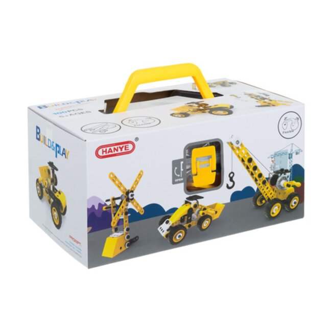 Ruhhy Bouwset voertuigen 100-delig – constructiespeelgoed met gereedschap, wielen en tandwielen voor kinderen