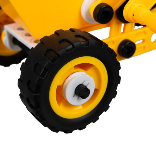 Ruhhy Bouwset voertuigen 100-delig – constructiespeelgoed met gereedschap, wielen en tandwielen voor kinderen