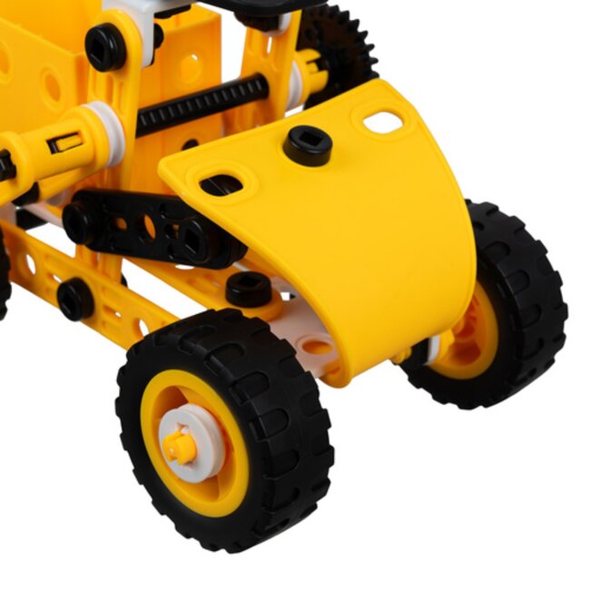 Ruhhy Bouwset voertuigen 100-delig – constructiespeelgoed met gereedschap, wielen en tandwielen voor kinderen