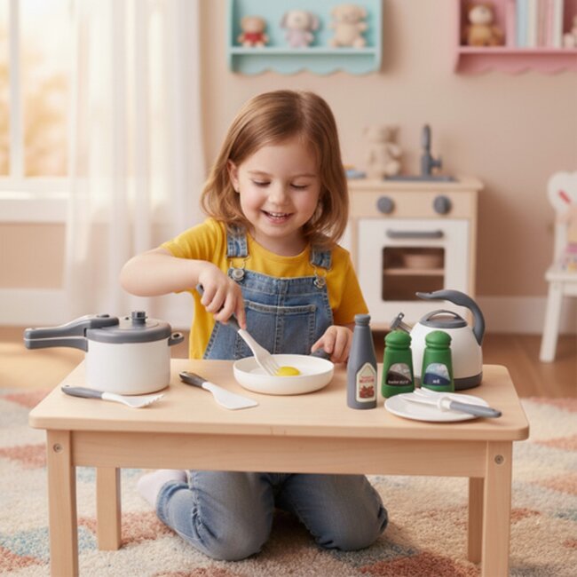 Kruzzel Keukenaccessoireset 32-delig – speelgoed kookset met potten, pannen, bestek en servies voor kinderen