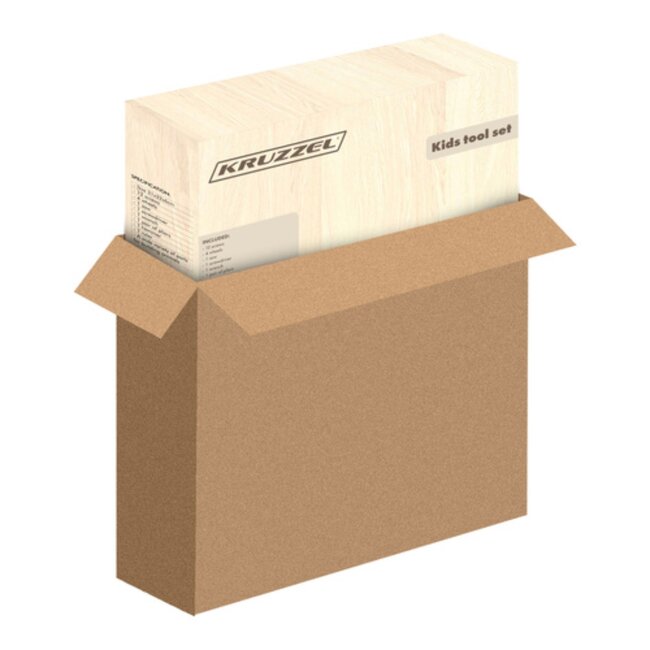 Kruzzel Houten gereedschapskist voor kinderen – bouwset met gereedschap, schroeven en dierenfiguren