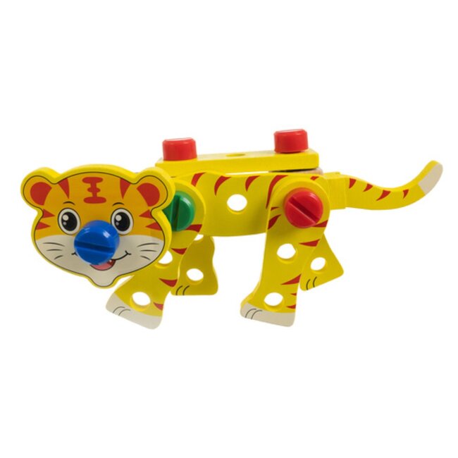 Kruzzel Houten gereedschapskist voor kinderen – bouwset met gereedschap, schroeven en dierenfiguren