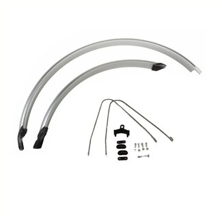 Falkx Spatbordenset 28 inch - Zilver - Kunststof - 49 mm breed - Voor en achter