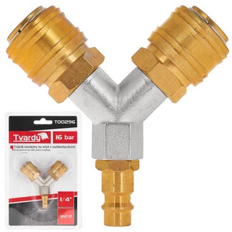 Tvardy Sterke messing luchtverdeler 1/4 inch met dubbele snelkoppelingen voor pneumatische systemen