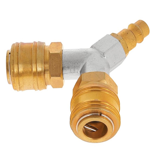 Tvardy Sterke messing luchtverdeler 1/4 inch met dubbele snelkoppelingen voor pneumatische systemen