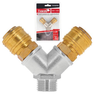 Tvardy Messing luchtsplitter 1/2 inch buitendraad met twee snelkoppelingen voor pneumatische systemen