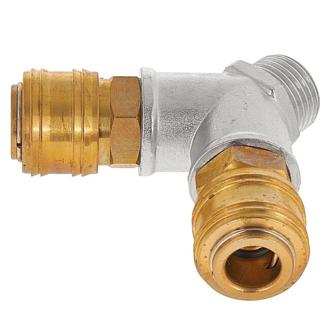 Tvardy Messing luchtsplitter 1/2 inch buitendraad met twee snelkoppelingen voor pneumatische systemen