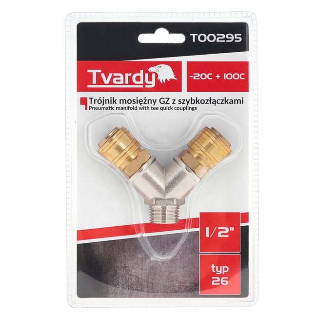 Tvardy Messing luchtsplitter 1/2 inch buitendraad met twee snelkoppelingen voor pneumatische systemen