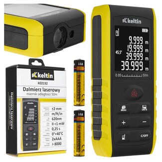 Keltin Digitale laser afstandsmeter 50 meter met hoekmeter en geheugenfunctie voor nauwkeurige metingen