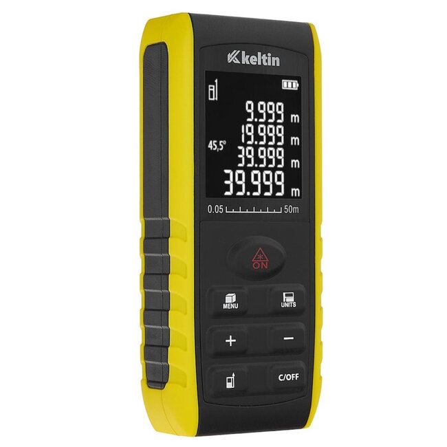 Keltin Digitale laser afstandsmeter 50 meter met hoekmeter en geheugenfunctie voor nauwkeurige metingen