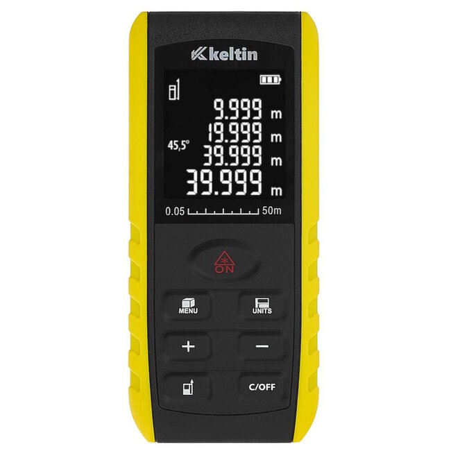 Keltin Digitale laser afstandsmeter 50 meter met hoekmeter en geheugenfunctie voor nauwkeurige metingen