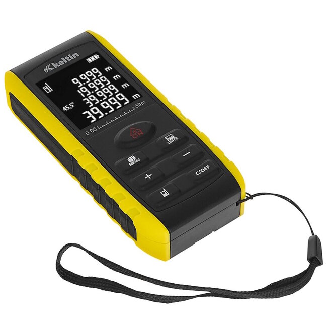 Keltin Digitale laser afstandsmeter 50 meter met hoekmeter en geheugenfunctie voor nauwkeurige metingen