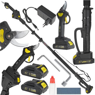 John Gardener 21V snoeischaar op accu met telescopische steel 1,65–2,5 m en 2x2.0Ah batterijen voor takken tot 30 mm