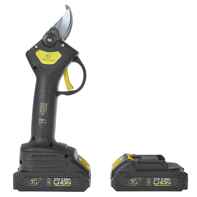John Gardener 21V snoeischaar op accu met telescopische steel 1,65–2,5 m en 2x2.0Ah batterijen voor takken tot 30 mm
