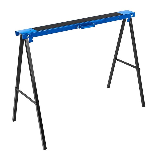 GEKO Set van 2 opklapbare zaagbokken van staal met antislip werkvlak voor werkplaats en bouw