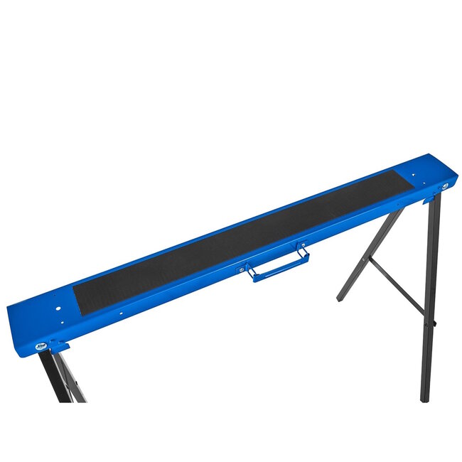 GEKO Set van 2 opklapbare zaagbokken van staal met antislip werkvlak voor werkplaats en bouw