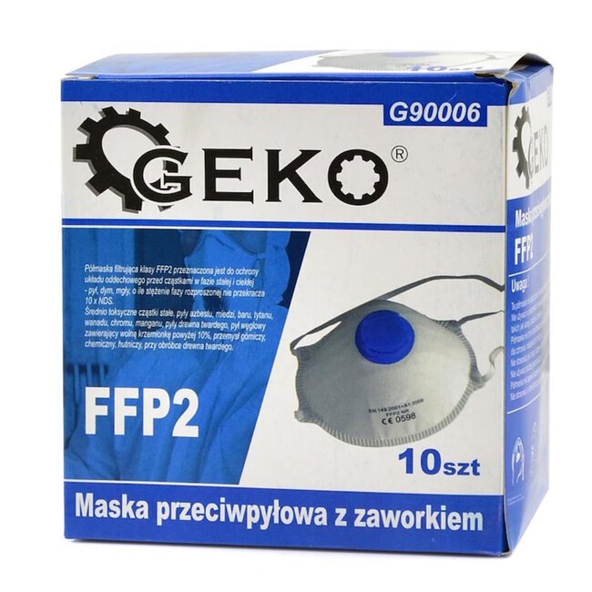 GEKO FFP2 stofmasker met ventiel voor ademhalingsbescherming bij bouw en industrie - set van 10