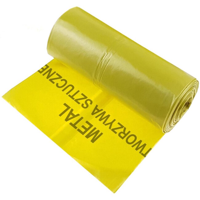GEKO Zeer sterke gele afvalzakken 120L voor plastic en metaal – rol van 10 stuks