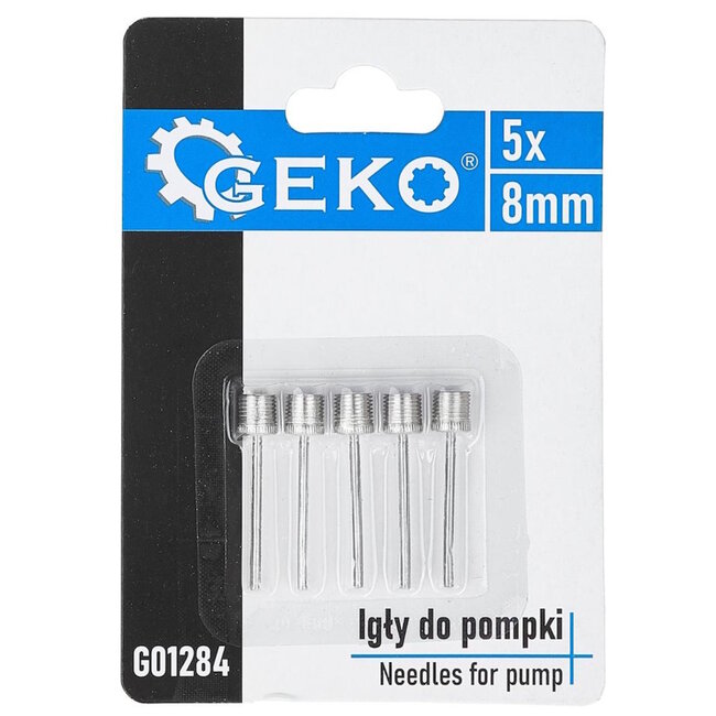 GEKO Set van 5 universele ballennaalden met standaard 8 mm schroefdraad voor sportballen en pompen