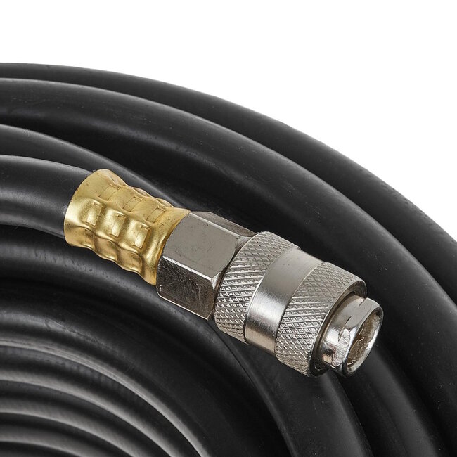 GEKO Rubberen luchtslang 20 m 10x17 mm met 1/4 inch snelkoppelingen – flexibel en oliebestendig
