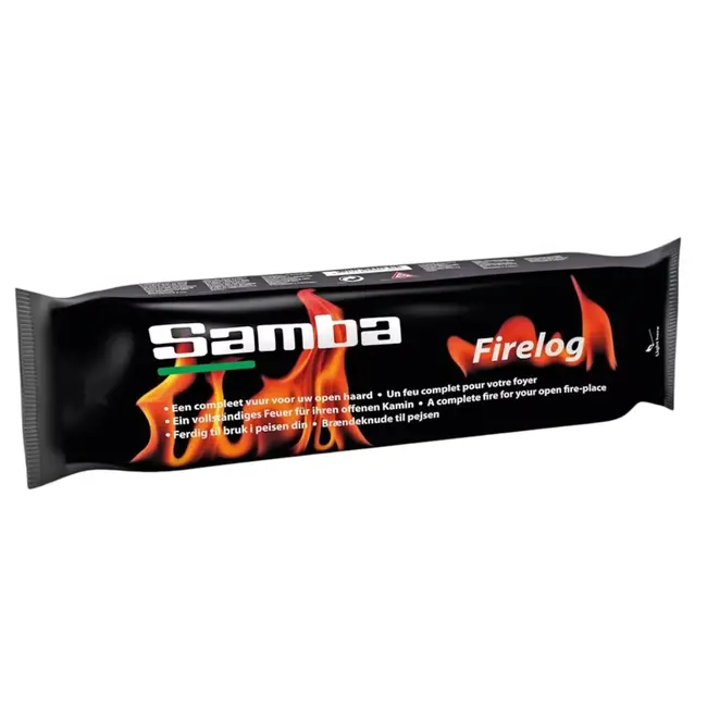 Samba Haardblok - paraffine en geperst hout - 2,5-3 uur geurloos vuur - 1,1 kg - natuurkleur - open haard en vuurkorf