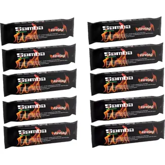 Samba haardblok van paraffine en geperst hout 1,1 kilo – geurloos, veilig en duurzaam voor open haard of vuurkorf - 10 stuks