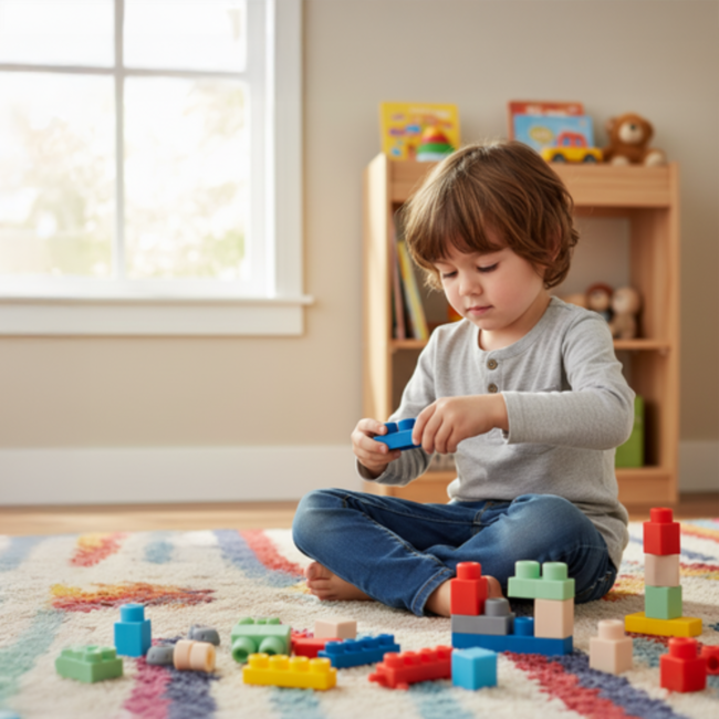 Ruhhy Sensorische rubberen bouwblokken voor peuters – zachte veilige speelset van 80 stuks