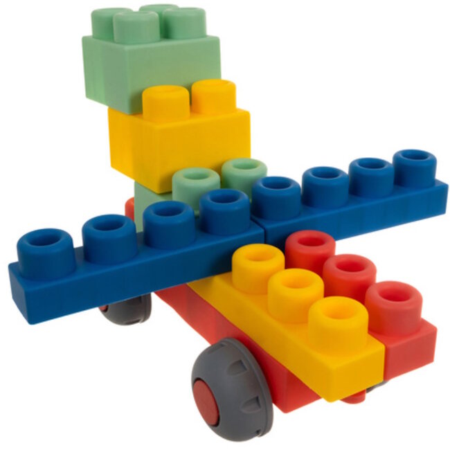 Ruhhy Sensorische rubberen bouwblokken voor peuters – zachte veilige speelset van 80 stuks